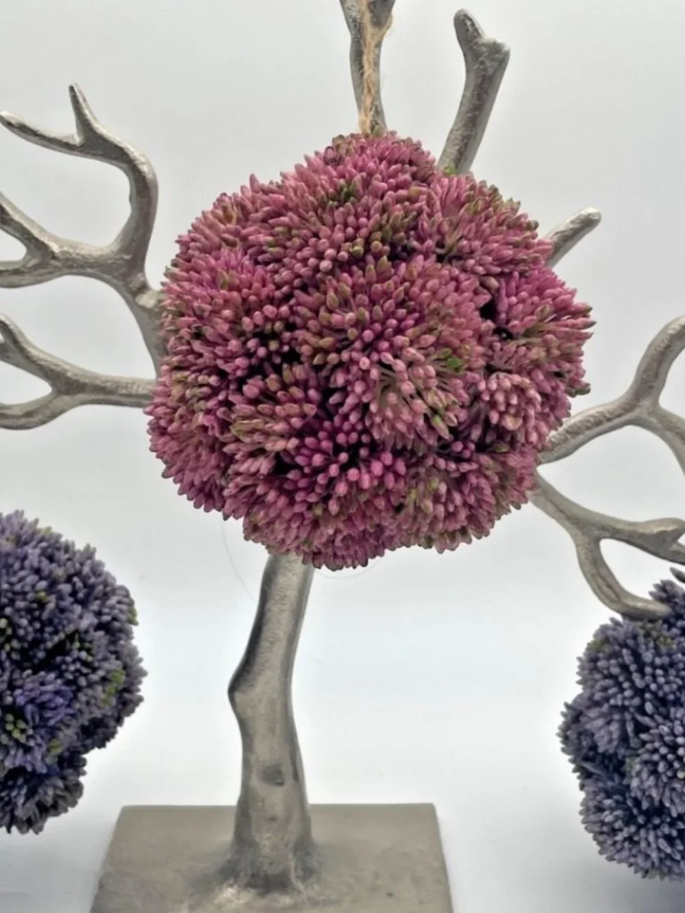 Set of 3 Colorful Faux Sedum Flower Balls Orbs 4